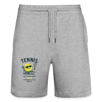 Tennis Chill: Erwachsene dürfen spielen - Stanley/Stella Unisex Bio Joggingshorts Trainer  - Grau meliert - Vorne - Nik (191cm) & Marisol (170cm)
