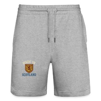 Made in Scotland Crest - Stanley/Stella Trainer Unisex Organic Jogging Shorts - heather grey - Front - Nik (191cm) & Marisol (170cm)