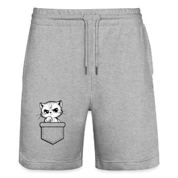 Chat - Short de jogging bio TRAINER Stanley/Stella unisexe - gris chiné - Devant - Nik (191cm) & Marisol (170cm)