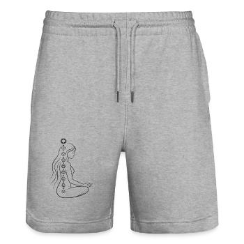 Chakra Yoga Meditation - Spiritual Lotus Woman - Stanley/Stella Trainer Unisex Organic Jogging Shorts - heather grey - Front - Nik (191cm) & Marisol (170cm)