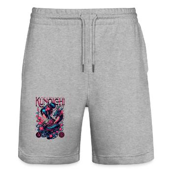 Kunoichi Deadly Grace - Stanley/Stella Unisex Bio Joggingshorts Trainer  - Grau meliert - Vorne - Nik (191cm) & Marisol (170cm)