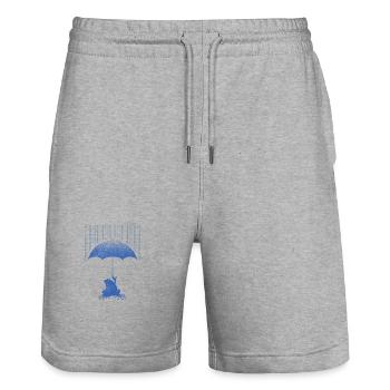 Frosch mit Regenschirm im Regen - Stanley/Stella Unisex Bio Joggingshorts Trainer  - Grau meliert - Vorne - Nik (191cm) & Marisol (170cm)