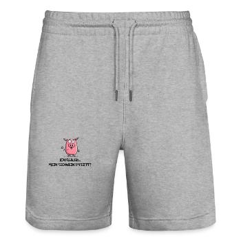 Ich Glaub mein Schwein pfeift! - Stanley/Stella Unisex Bio Joggingshorts Trainer  - Grau meliert - Vorne - Nik (191cm) & Marisol (170cm)