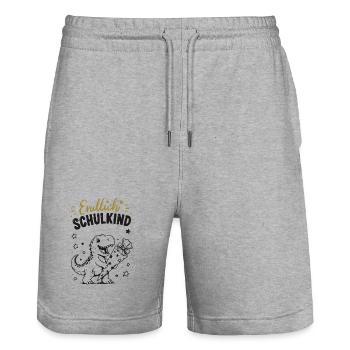 Endlich Schulkind - Stanley/Stella Unisex Bio Joggingshorts Trainer  - Grau meliert - Vorne - Nik (191cm) & Marisol (170cm)