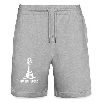 Opa Denkt Voraus – Schach König Zahnrad Design - Stanley/Stella Unisex Bio Joggingshorts Trainer  - Grau meliert - Vorne - Nik (191cm) & Marisol (170cm)