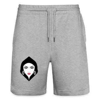 BW Woman Geometric Beauty That Commands Attention - Stanley/Stella Trainer Unisex Organic Jogging Shorts - heather grey - Front - Nik (191cm) & Marisol (170cm)