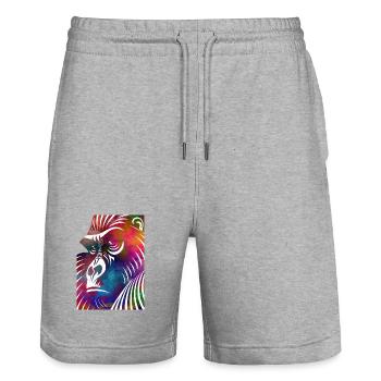 Portrait of a Gorilla - Stanley/Stella Trainer Unisex Organic Jogging Shorts - heather grey - Front - Nik (191cm) & Marisol (170cm)