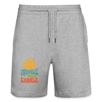 Namaste Lotus Flower Boho Vintage Yoga Meditation - Stanley/Stella Trainer Unisex Organic Jogging Shorts - heather grey - Front - Nik (191cm) & Marisol (170cm)