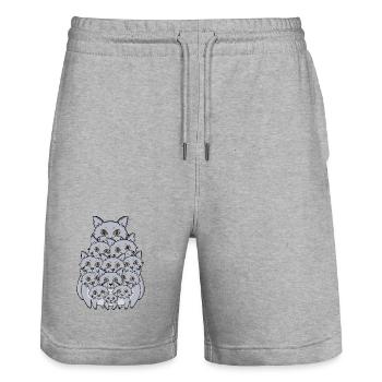 Adorable pile de chatons gris drôles de chatons empilés - Short de jogging bio TRAINER Stanley/Stella unisexe - gris chiné - Devant - Nik (191cm) & Marisol (170cm)