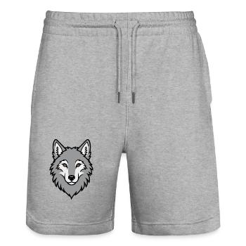 Gray Wolf Head Wilderness Nature Animal - Stanley/Stella Trainer Unisex Organic Jogging Shorts - heather grey - Front - Nik (191cm) & Marisol (170cm)