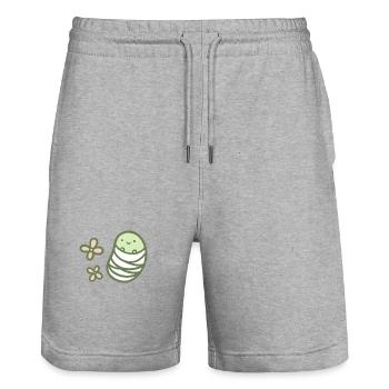 Haricot sucré - Printemps - Short de jogging bio TRAINER Stanley/Stella unisexe - gris chiné - Devant - Nik (191cm) & Marisol (170cm)