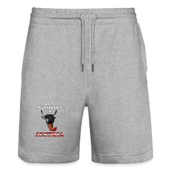 Only Muhlikuhs in Austria - Stanley/Stella Unisex Bio Joggingshorts Trainer  - Grau meliert - Vorne - Nik (191cm) & Marisol (170cm)