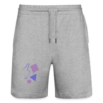 Abstract Design: Connection - Stanley/Stella Trainer Unisex Organic Jogging Shorts - heather grey - Front - Nik (191cm) & Marisol (170cm)