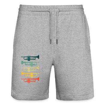 Cool Trompetenband Musiker Jazz Musik - Stanley/Stella Unisex Bio Joggingshorts Trainer  - Grau meliert - Vorne - Nik (191cm) & Marisol (170cm)