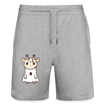 Girafe Halloween Bande dessinée Fantôme - Short de jogging bio TRAINER Stanley/Stella unisexe - gris chiné - Devant - Nik (191cm) & Marisol (170cm)