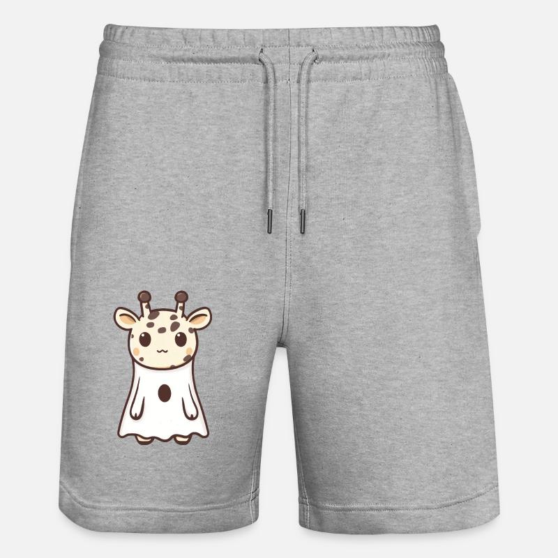 Giraffe Halloween Comic Ghost - Stanley/Stella Trainer Unisex Organic Jogging Shorts - heather grey