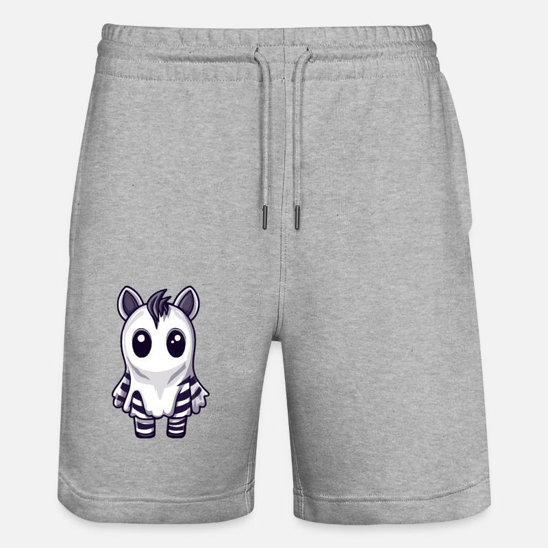Zebra Halloween Comic Ghost - Stanley/Stella Trainer Unisex Organic Jogging Shorts - heather grey