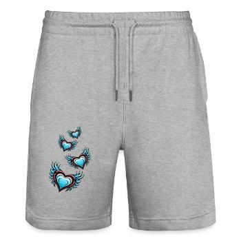Ailes de cœur - Short de jogging bio TRAINER Stanley/Stella unisexe - gris chiné - Devant - Nik (191cm) & Marisol (170cm)
