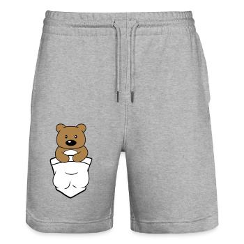 teddy grizzly baer baerchen suess baby kind kusche - Stanley/Stella Unisex Bio Joggingshorts Trainer  - Grau meliert - Vorne - Nik (191cm) & Marisol (170cm)