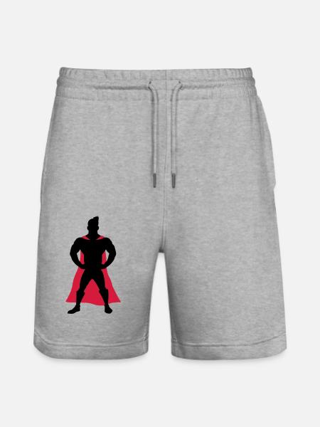 Superhero - Stanley/Stella Trainer Unisex Organic Jogging Shorts - heather grey