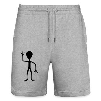 Silhouette außerirdischer Besucher Begrüßung - Stanley/Stella Unisex Bio Joggingshorts Trainer  - Grau meliert - Vorne - Nik (191cm) & Marisol (170cm)