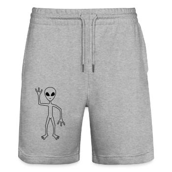 Welcome Alien waves friendly - Stanley/Stella Trainer Unisex Organic Jogging Shorts - heather grey - Front - Nik (191cm) & Marisol (170cm)