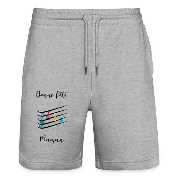 BONNE FÊTE MAMAN. MAMAN. FÊTE DES MÈRES. FÊTE - Short de jogging bio TRAINER Stanley/Stella unisexe - gris chiné - Devant - Nik (191cm) & Marisol (170cm)