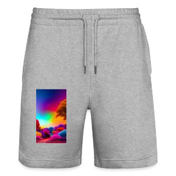 Leuchtendes Farbspektakel - Stanley/Stella Unisex Bio Joggingshorts Trainer  - Grau meliert - Vorne - Nik (191cm) & Marisol (170cm)