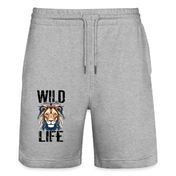 Lion Wild Life Lion Head Predator Art coloré - Short de jogging bio TRAINER Stanley/Stella unisexe - gris chiné - Devant - Nik (191cm) & Marisol (170cm)
