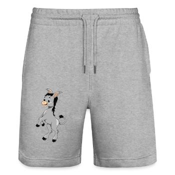 Fröhlich tanzender Esel - Stanley/Stella Unisex Bio Joggingshorts Trainer  - Grau meliert - Vorne - Nik (191cm) & Marisol (170cm)