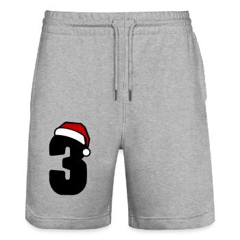 3 Zahl Weihnachten - Stanley/Stella Unisex Bio Joggingshorts Trainer  - Grau meliert - Vorne - Nik (191cm) & Marisol (170cm)