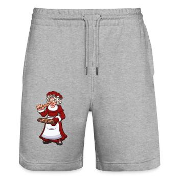 Mrs. Claus With Cookies - Stanley/Stella Trainer Unisex Organic Jogging Shorts - heather grey - Front - Nik (191cm) & Marisol (170cm)