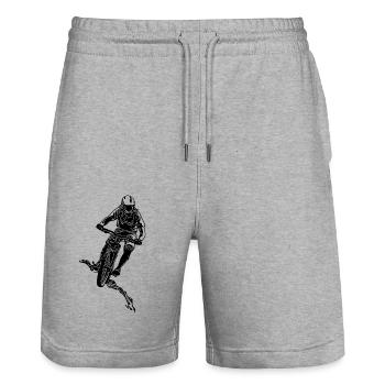 Vététiste cool sur un sentier de montagne de colline - Short de jogging bio TRAINER Stanley/Stella unisexe - gris chiné - Devant - Nik (191cm) & Marisol (170cm)