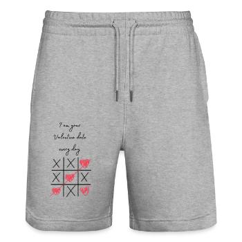 Valentinstag - I am your Valentine date every day - Stanley/Stella Unisex Bio Joggingshorts Trainer  - Grau meliert - Vorne - Nik (191cm) & Marisol (170cm)