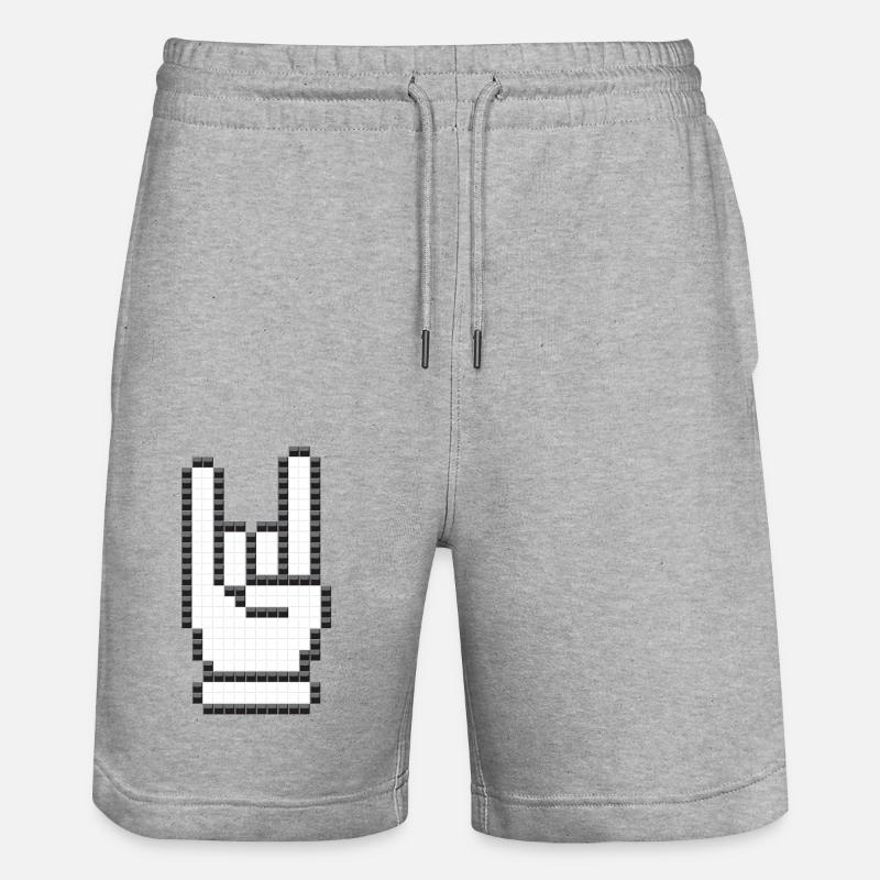 Zeichen der Hörner (Pixelated) - Stanley/Stella Unisex Bio Joggingshorts Trainer  - Grau meliert