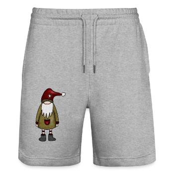 Wichtel, Weihnachtswichtel, Knom - Stanley/Stella Unisex Bio Joggingshorts Trainer  - Grau meliert - Vorne - Nik (191cm) & Marisol (170cm)