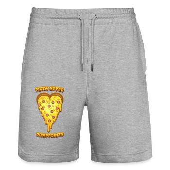 Pizza Never Disappoints, Pizza Heart - Stanley/Stella Trainer Unisex Organic Jogging Shorts - heather grey - Front - Nik (191cm) & Marisol (170cm)