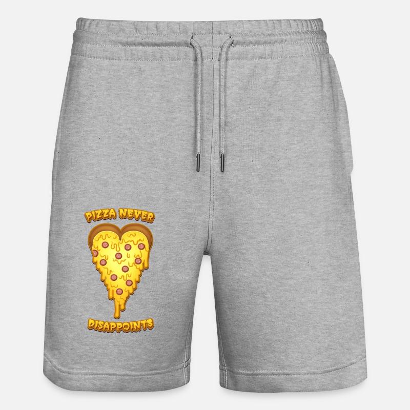 "Pizza Never Disappoints", Pizza Herz - Stanley/Stella Unisex Bio Joggingshorts Trainer  - Grau meliert