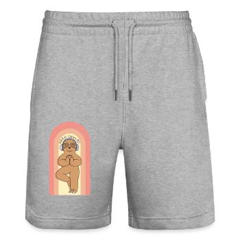 Faultier macht Yoga - keep calm (boho style) - Stanley/Stella Unisex Bio Joggingshorts Trainer  - Grau meliert - Vorne - Nik (191cm) & Marisol (170cm)