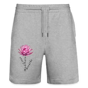Atmen, meditieren, leben - Stanley/Stella Unisex Bio Joggingshorts Trainer  - Grau meliert - Vorne - Nik (191cm) & Marisol (170cm)