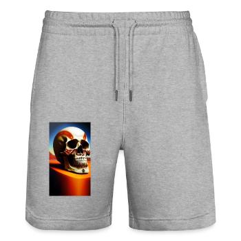 Mexiko Schädel - Stanley/Stella Unisex Bio Joggingshorts Trainer  - Grau meliert - Vorne - Nik (191cm) & Marisol (170cm)