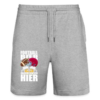 Football Bier darum bin ich hier - Stanley/Stella Unisex Bio Joggingshorts Trainer  - Grau meliert - Vorne - Nik (191cm) & Marisol (170cm)