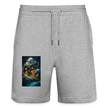 Gemütliche Miniatur-Cottage-Fantasy-Szene - Stanley/Stella Unisex Bio Joggingshorts Trainer  - Grau meliert - Vorne - Nik (191cm) & Marisol (170cm)