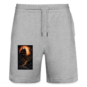 Maison d’horreur sombre et lumineuse dans une nature étrange - Short de jogging bio TRAINER Stanley/Stella unisexe - gris chiné - Devant - Nik (191cm) & Marisol (170cm)