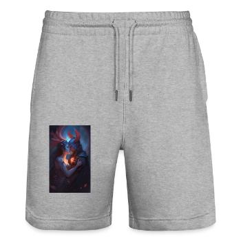 Demons Fantasy love scene - Stanley/Stella Trainer Unisex Organic Jogging Shorts - heather grey - Front - Nik (191cm) & Marisol (170cm)