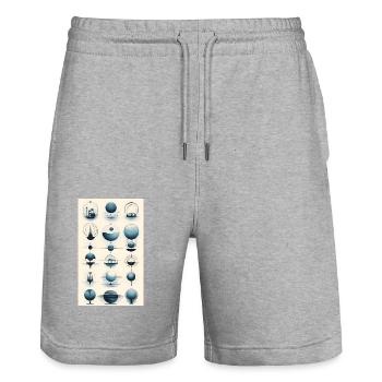 Versionen von geometrischen Kugeln - Stanley/Stella Unisex Bio Joggingshorts Trainer  - Grau meliert - Vorne - Nik (191cm) & Marisol (170cm)