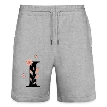 Letter i wildflowers watercolors - Stanley/Stella Trainer Unisex Organic Jogging Shorts - heather grey - Front - Nik (191cm) & Marisol (170cm)