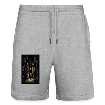 Spooky family gathering - Stanley/Stella Trainer Unisex Organic Jogging Shorts - heather grey - Front - Nik (191cm) & Marisol (170cm)