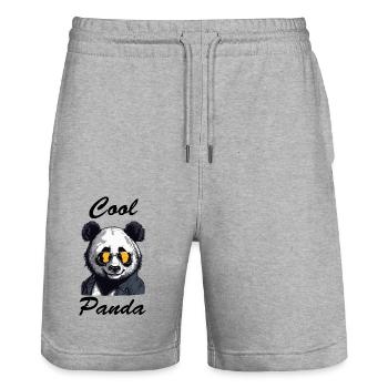 Panda / Animal / Zoo / Bamboo / Wild / Childlike - Stanley/Stella Trainer Unisex Organic Jogging Shorts - heather grey - Front - Nik (191cm) & Marisol (170cm)
