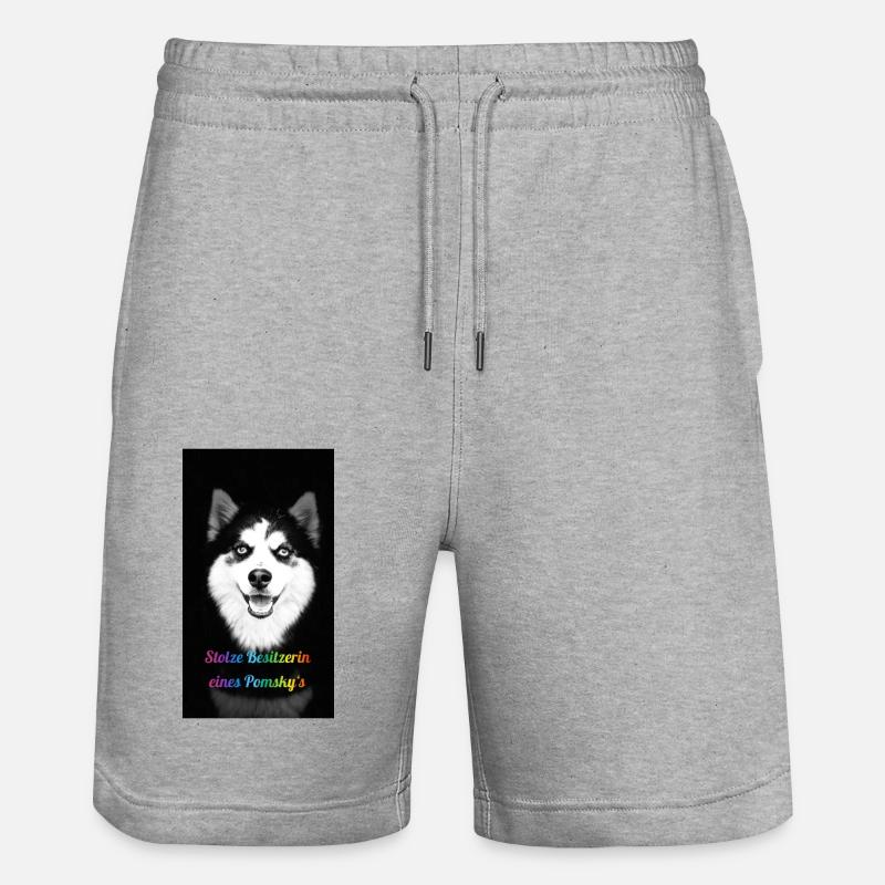 Stolze Besitzerin eines Pomsky`s - Stanley/Stella Unisex Bio Joggingshorts Trainer  - Grau meliert